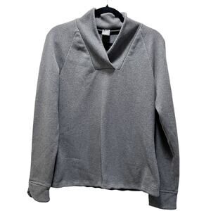 REI Sweater Heather Gray Shawl Collar Long Sleeve Pullover Fleece Sz M